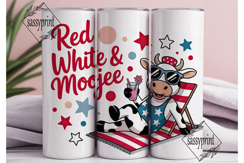 Patriotic Cow Tumbler Wrap PNG Sublimation sassyprint 