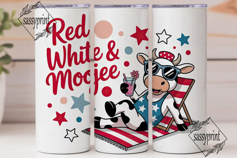 Patriotic Cow Tumbler Wrap PNG Sublimation sassyprint 