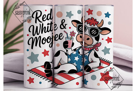 Patriotic Cow Tumbler Wrap PNG Sublimation sassyprint 