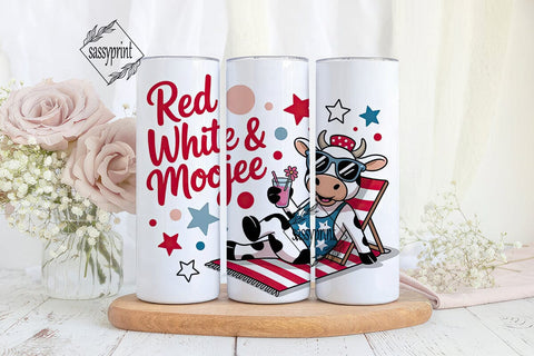 Patriotic Cow Tumbler Wrap PNG Sublimation sassyprint 
