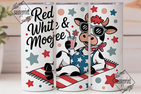 Patriotic Cow Tumbler Wrap PNG Sublimation sassyprint 
