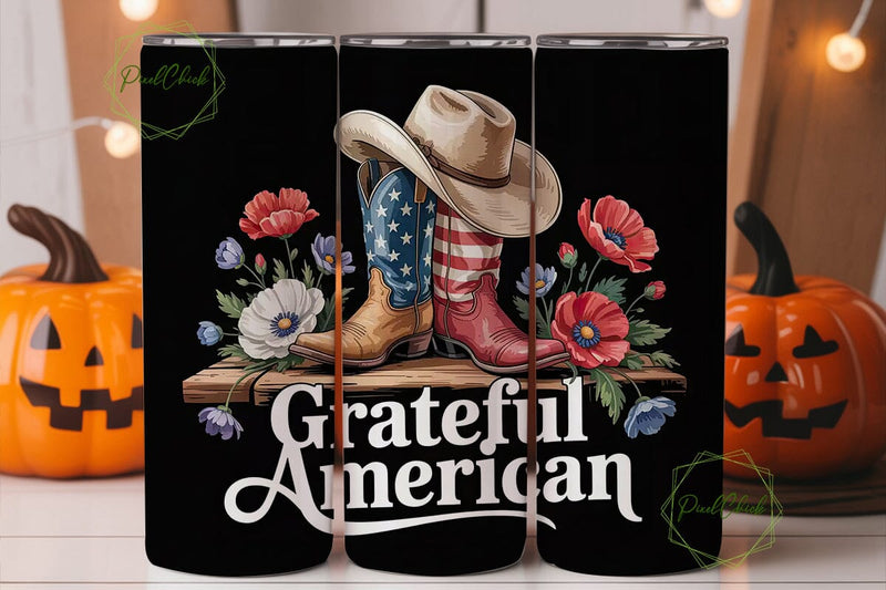 Patriotic Cowboy 20oz Tumbler Wrap Sublimation PixelChick 