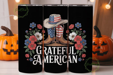 Patriotic Cowboy 20oz Tumbler Wrap Sublimation PixelChick 