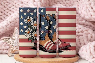 Patriotic Cowboy Boots 20oz Tumbler Sublimation DesignSVG 