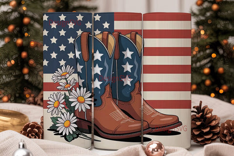Patriotic Cowboy Boots 20oz Tumbler Sublimation DesignSVG 