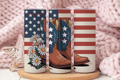 Patriotic Cowboy Boots 20oz Tumbler Sublimation DesignSVG 