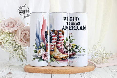 Patriotic Cowboy Boots 20oz Tumbler Sublimation sassyprint 