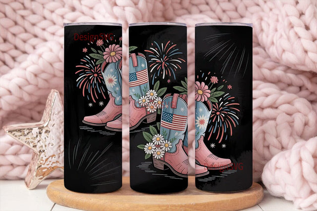 Patriotic Cowboy Boots 20oz Tumbler Wrap Sublimation DesignSVG 