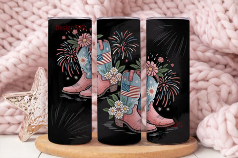 Patriotic Cowboy Boots 20oz Tumbler Wrap Sublimation DesignSVG 