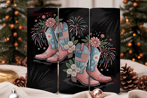 Patriotic Cowboy Boots 20oz Tumbler Wrap Sublimation DesignSVG 