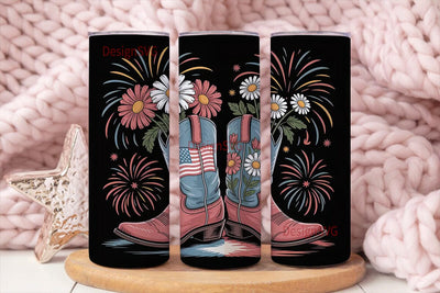 Patriotic Cowboy Boots 20oz Tumbler Wrap Sublimation DesignSVG 