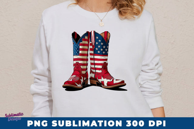 Patriotic Cowboy Boots Clipart Sublimation Sublimation Sublimatiz Designs 