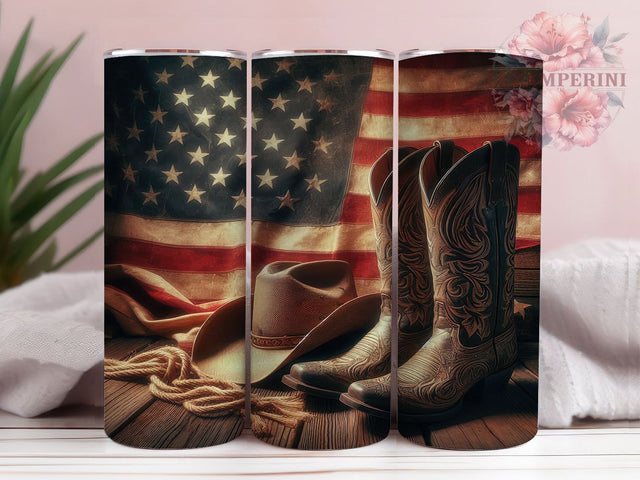Patriotic Cowboy Boots USA Tumbler, USA Flag Tumbler, Western Hat Design, Patriotic Drinkware, Cowboy Tumbler Wrap, Western Sublimation, American Pride Cup Sublimation Li Zamperini 