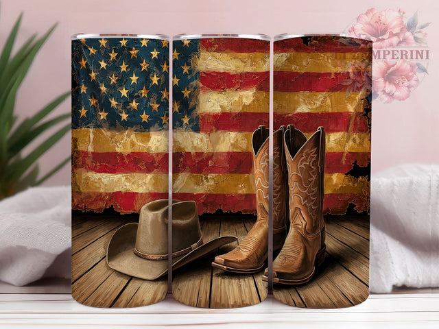 Patriotic Cowboy Boots USA Tumbler, USA Flag Tumbler, Western Hat Design, Patriotic Drinkware, Cowboy Tumbler Wrap, Western Sublimation, American Pride Cup Sublimation Li Zamperini 
