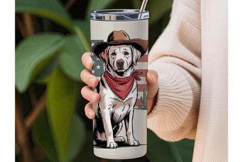 Patriotic Cowboy Dog 20oz Tumbler Wrap Sublimation DesignSVG 