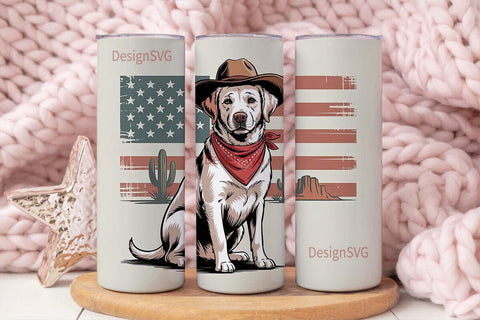Patriotic Cowboy Dog 20oz Tumbler Wrap Sublimation DesignSVG 