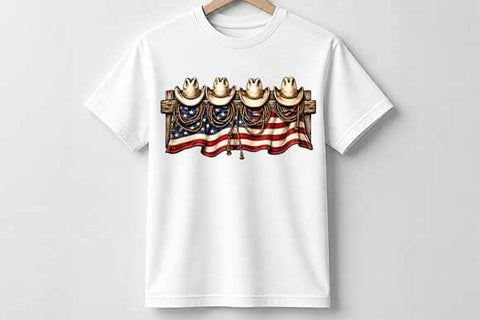 Patriotic Cowboy Hat PNG Western American Flag Sublimation PNG SVG BillahCrafts 