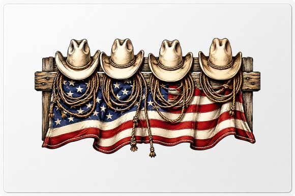 Patriotic Cowboy Hat PNG Western American Flag Sublimation PNG SVG BillahCrafts 