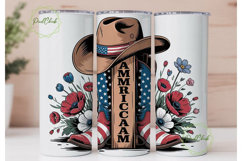 Patriotic Cowboy Mama 20oz Tumbler Wrap Sublimation PixelChick 