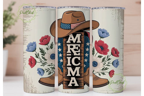 Patriotic Cowboy Mama 20oz Tumbler Wrap Sublimation PixelChick 