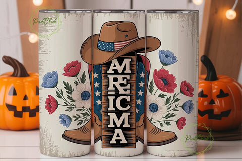 Patriotic Cowboy Mama 20oz Tumbler Wrap Sublimation PixelChick 