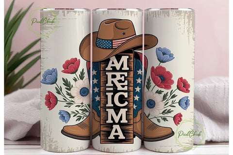 Patriotic Cowboy Mama 20oz Tumbler Wrap Sublimation PixelChick 