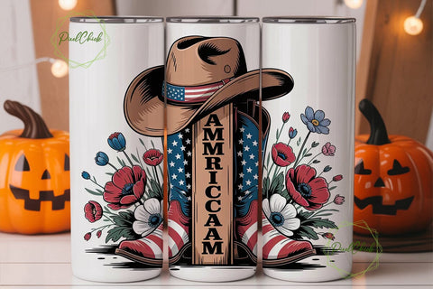 Patriotic Cowboy Mama 20oz Tumbler Wrap Sublimation PixelChick 