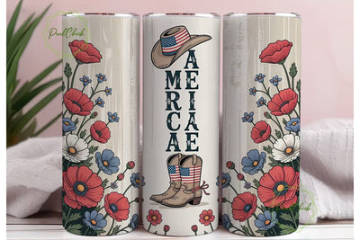 Patriotic Cowboy Tumbler Wrap Sublimation PixelChick 
