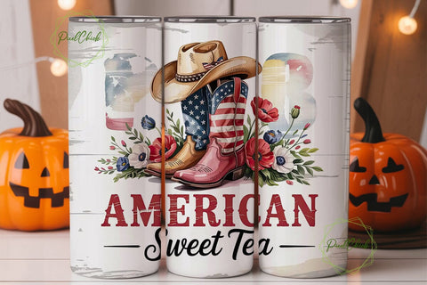Patriotic Cowboy Tumbler Wrap Sublimation PixelChick 