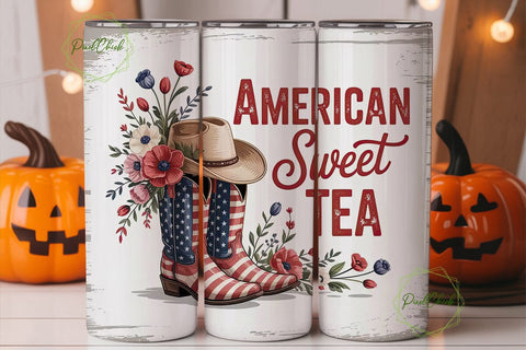 Patriotic Cowboy Tumbler Wrap Sublimation PixelChick 