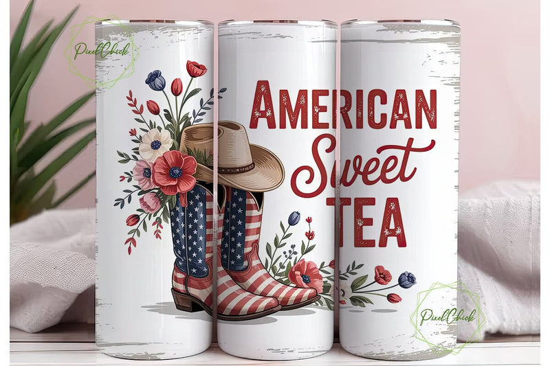 Patriotic Cowboy Tumbler Wrap Sublimation PixelChick 