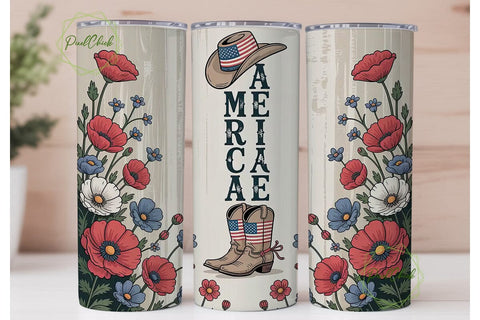 Patriotic Cowboy Tumbler Wrap Sublimation PixelChick 