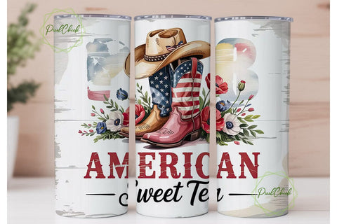 Patriotic Cowboy Tumbler Wrap Sublimation PixelChick 