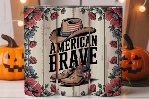 Patriotic Cowboy Tumbler Wrap Sublimation PixelChick 