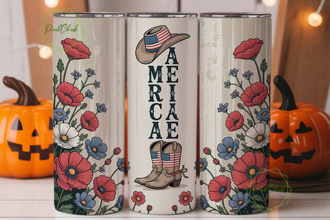 Patriotic Cowboy Tumbler Wrap Sublimation PixelChick 