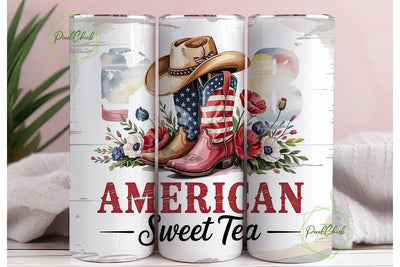 Patriotic Cowboy Tumbler Wrap Sublimation PixelChick 