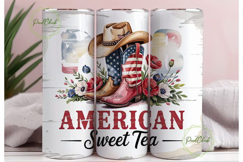 Patriotic Cowboy Tumbler Wrap Sublimation PixelChick 