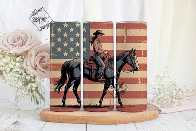 Patriotic Cowgirl 20oz Tumbler Wrap Sublimation sassyprint 