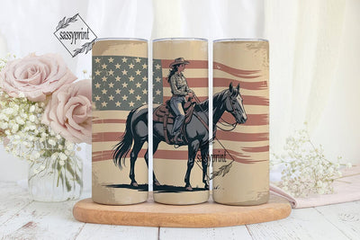 Patriotic Cowgirl 20oz Tumbler Wrap Sublimation sassyprint 