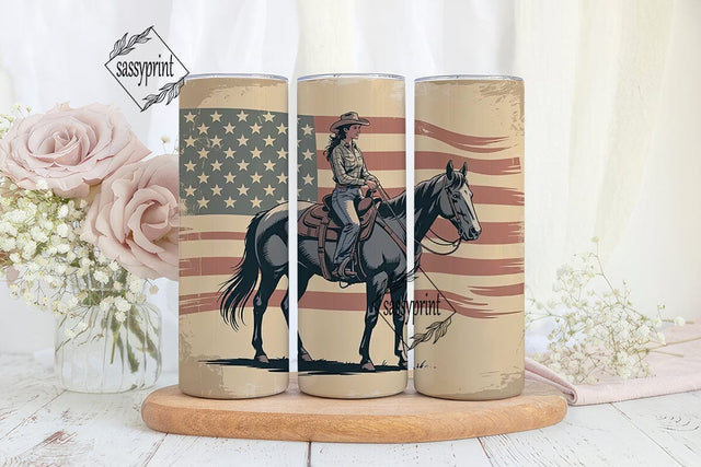 Patriotic Cowgirl 20oz Tumbler Wrap Sublimation sassyprint 