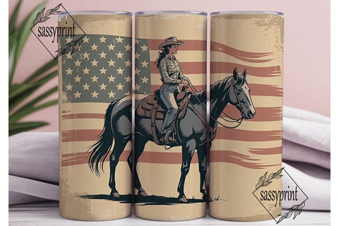 Patriotic Cowgirl 20oz Tumbler Wrap Sublimation sassyprint 