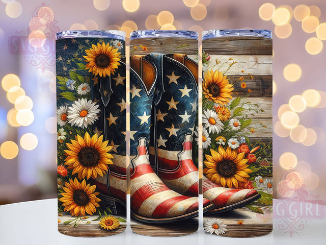 Patriotic Cowgirl Boots 4th of July Tumbler, 4th Of July Cup, Cowgirl Boots Tumbler, Western USA Tumbler, Sublimation Wrap, Red White Blue Cup, Rodeo Aesthetic Tumbler Sublimation SvggirlplusArt 