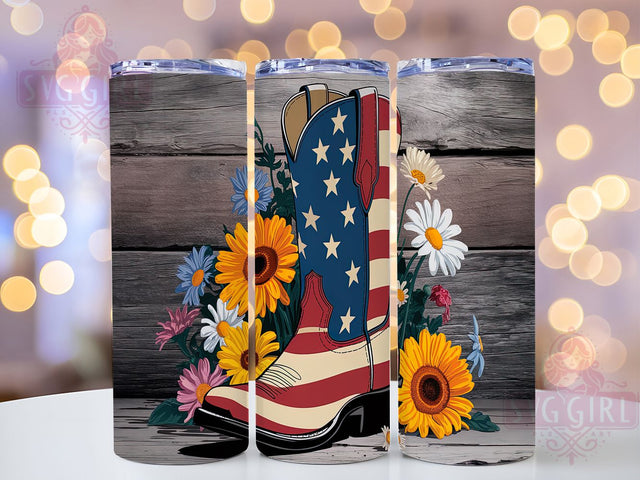 Patriotic Cowgirl Boots 4th of July Tumbler, 4th Of July Cup, Cowgirl Boots Tumbler, Western USA Tumbler, Sublimation Wrap, Red White Blue Cup, Rodeo Aesthetic Tumbler Sublimation SvggirlplusArt 