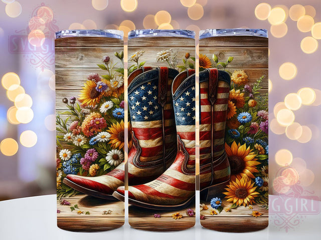 Patriotic Cowgirl Boots 4th of July Tumbler, 4th Of July Cup, Cowgirl Boots Tumbler, Western USA Tumbler, Sublimation Wrap, Red White Blue Cup, Rodeo Aesthetic Tumbler Sublimation SvggirlplusArt 