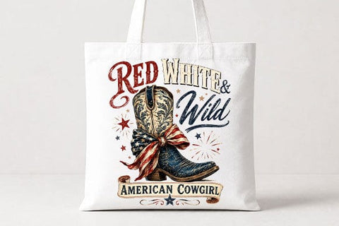 Patriotic Cowgirl PNG Red White and Wild Western Sublimation Design SVG BillahCrafts 