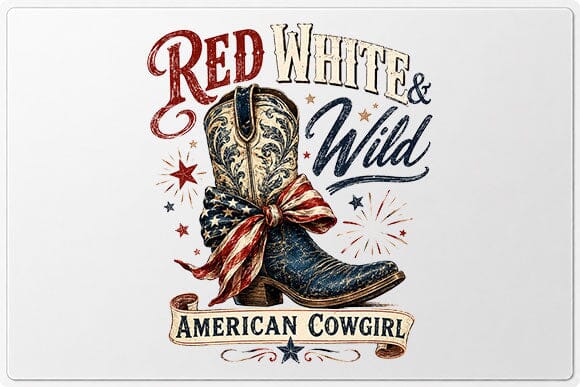 Patriotic Cowgirl PNG Red White and Wild Western Sublimation Design SVG BillahCrafts 