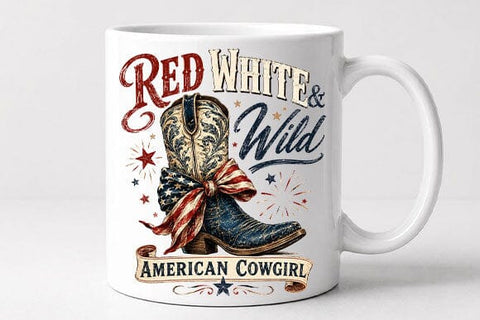 Patriotic Cowgirl PNG Red White and Wild Western Sublimation Design SVG BillahCrafts 