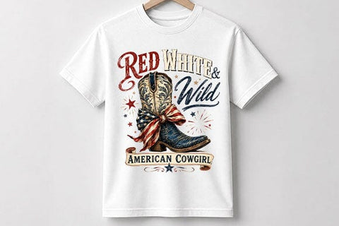 Patriotic Cowgirl PNG Red White and Wild Western Sublimation Design SVG BillahCrafts 