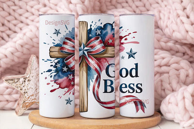 Patriotic Cross 20oz Tumbler Wrap Sublimation DesignSVG 