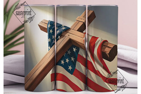 Patriotic Cross 20oz Tumbler Wrap Sublimation sassyprint 